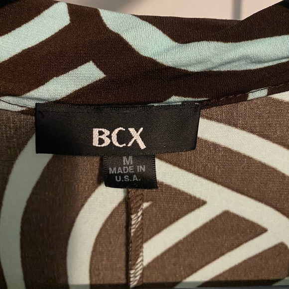 BCX brown & mint green geometric pattern wrap dress - Picture 5 of 16